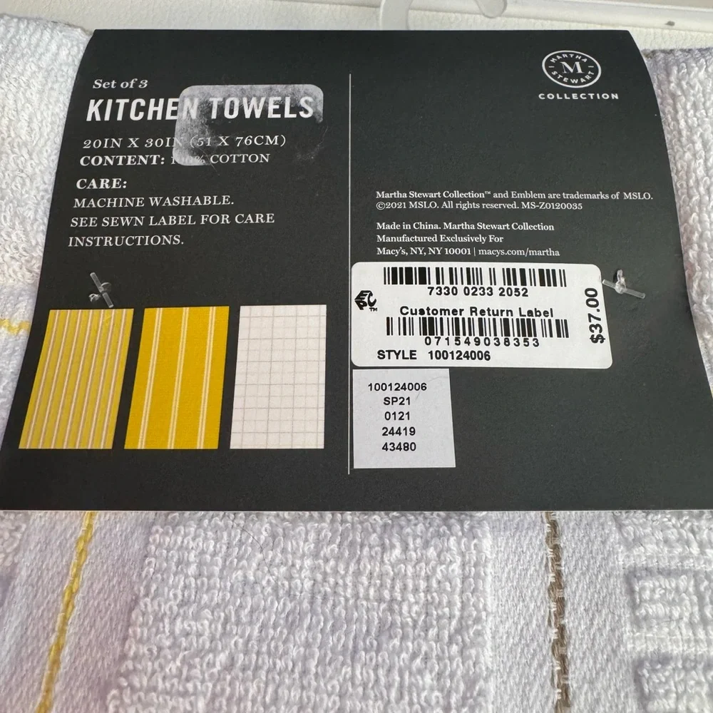 NWT Martha Stewart 3pc kitchen towel set
